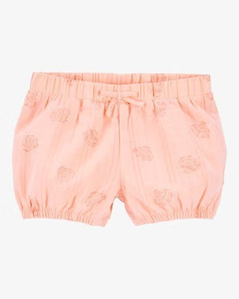 Toddler Seashell Pull-On Cotton Shorts - Coral